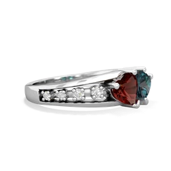 Garnet Heart To Heart 14K White Gold ring R3342