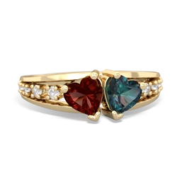 Garnet Heart To Heart 14K Yellow Gold ring R3342