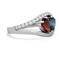 Garnet Nestled Heart Keepsake 14K White Gold ring R5650