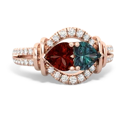 Garnet Art-Deco Keepsake 14K Rose Gold ring R5630