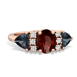 Garnet Antique Style Three Stone 14K Rose Gold ring R2186