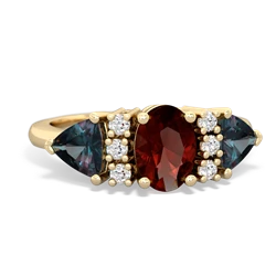 Garnet Antique Style Three Stone 14K Yellow Gold ring R2186