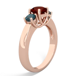 Garnet Three Stone Round Trellis 14K Rose Gold ring R4018