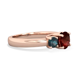 Garnet Three Stone Round Trellis 14K Rose Gold ring R4018