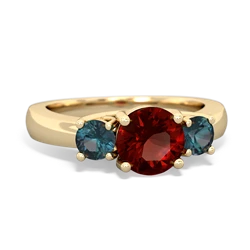 Garnet Three Stone Round Trellis 14K Yellow Gold ring R4018