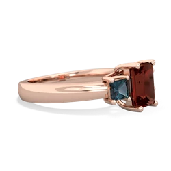 Garnet Three Stone Emerald-Cut Trellis 14K Rose Gold ring R4021