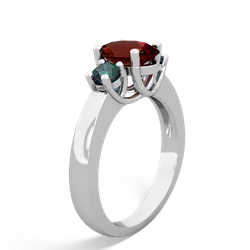 Garnet Three Stone Oval Trellis 14K White Gold ring R4024