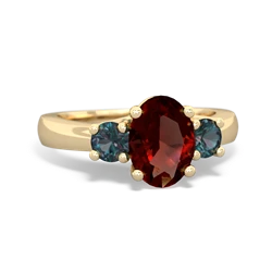 Garnet Three Stone Oval Trellis 14K Yellow Gold ring R4024