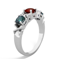 Garnet Hugs And Kisses 14K White Gold ring R5016