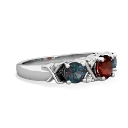 Garnet Hugs And Kisses 14K White Gold ring R5016