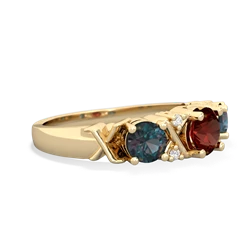 Garnet Hugs And Kisses 14K Yellow Gold ring R5016