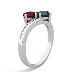 Garnet Channel Set Two Stone 14K White Gold ring R5303