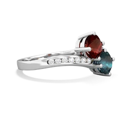 Garnet Channel Set Two Stone 14K White Gold ring R5303