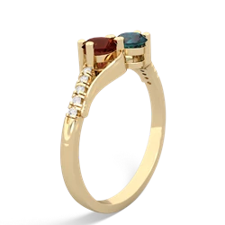 Garnet Infinity Pave Two Stone 14K Yellow Gold ring R5285