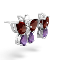 Garnet Butterfly 14K White Gold earrings E2215