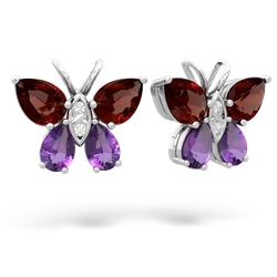 Garnet Butterfly 14K White Gold earrings E2215