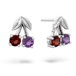 Garnet Sweet Cherries 14K White Gold earrings E7001