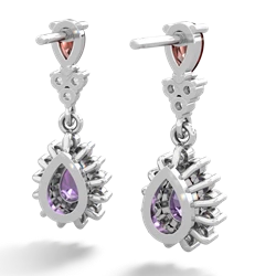 Garnet Halo Pear Dangle 14K White Gold earrings E1882