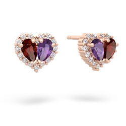 Garnet Halo 14K Rose Gold earrings E7008