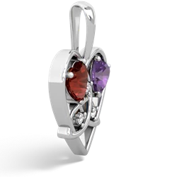 Garnet Celtic Trinity Heart 14K White Gold pendant P5331