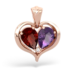 Garnet Two Become One 14K Rose Gold pendant P5330