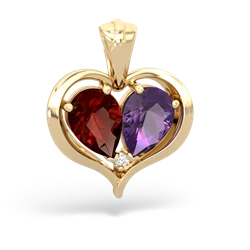 Garnet Two Become One 14K Yellow Gold pendant P5330