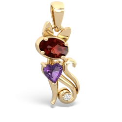 Garnet Kitten 14K Yellow Gold pendant P5780