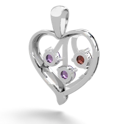 Garnet Glowing Heart 14K White Gold pendant P2233