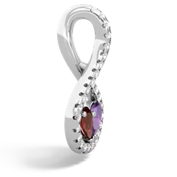 Garnet Pave Twist 'One Heart' 14K White Gold pendant P5360