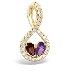 Garnet Pave Twist 'One Heart' 14K Yellow Gold pendant P5360