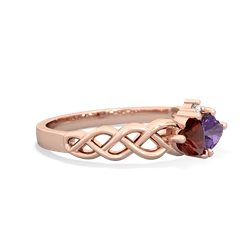 Garnet Heart To Heart Braid 14K Rose Gold ring R5870