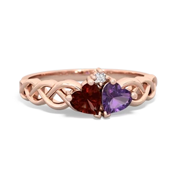 Garnet Heart To Heart Braid 14K Rose Gold ring R5870