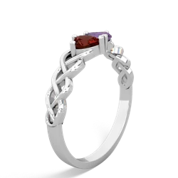 Garnet Heart To Heart Braid 14K White Gold ring R5870