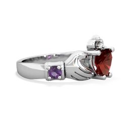 Garnet Claddagh Keepsake 14K White Gold ring R5245