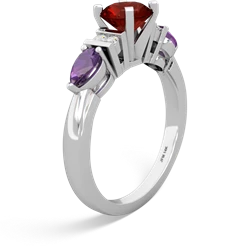 Garnet 6Mm Round Eternal Embrace Engagement 14K White Gold ring R2005