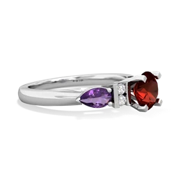 Garnet 6Mm Round Eternal Embrace Engagement 14K White Gold ring R2005