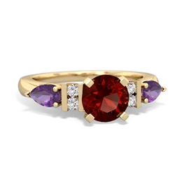 Garnet 6Mm Round Eternal Embrace Engagement 14K Yellow Gold ring R2005