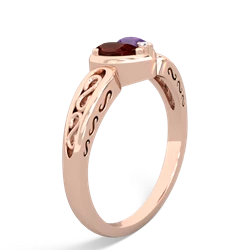 Garnet Filligree 'One Heart' 14K Rose Gold ring R5070