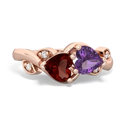 Garnet Floral Elegance 14K Rose Gold ring R5790