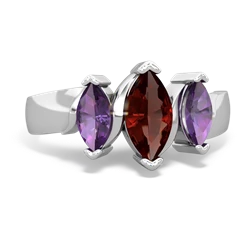 Garnet Three Peeks 14K White Gold ring R2433