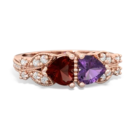 Garnet Diamond Butterflies 14K Rose Gold ring R5601