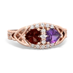 Garnet Sparkling Celtic Knot 14K Rose Gold ring R2645