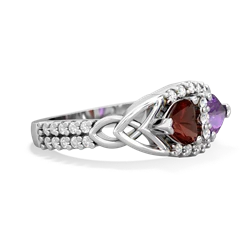 Garnet Sparkling Celtic Knot 14K White Gold ring R2645