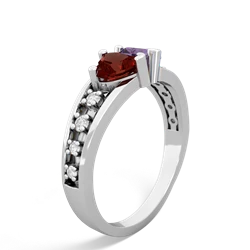 Garnet Heart To Heart 14K White Gold ring R3342