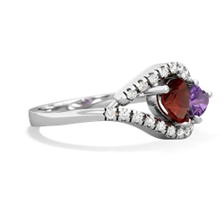 Garnet Mother And Child 14K White Gold ring R3010