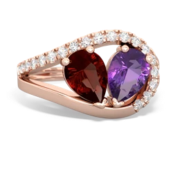 Garnet Nestled Heart Keepsake 14K Rose Gold ring R5650