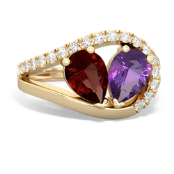 Garnet Nestled Heart Keepsake 14K Yellow Gold ring R5650