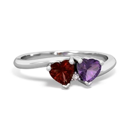 Garnet Sweethearts 14K White Gold ring R5260