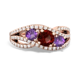 Garnet Three Stone Aurora 14K Rose Gold ring R3080