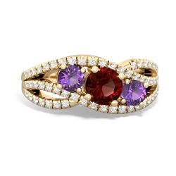 Garnet Three Stone Aurora 14K Yellow Gold ring R3080